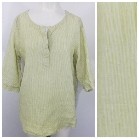 J Jill Love Linen Striped Blouse Size S Lagenlook - Picture 1 of 8